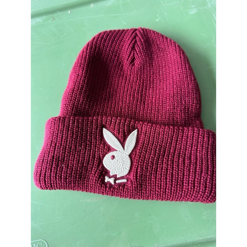 Playboy Bunny Burgundy Knit Beanie Hat One Size Unisex
